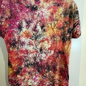 Vibrant Tie-Dye sheer  Shirt with Artistic Design